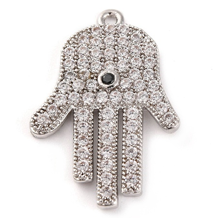 Rack Plating Brass Micro Pave Cubic Zirconia Pendants KK-Z070-10P-1