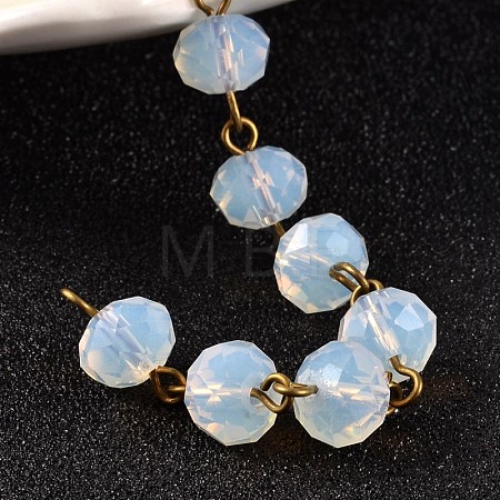 Imitation Jade Glass Rondelle Beads Chains for Necklaces Bracelets Making AJEW-JB00164-01-1