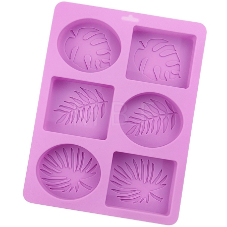 DIY Silicone Leaf Pattern Rectangle/Oval Soap Molds TREE-PW0001-48-1