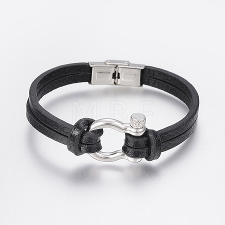 Men's Leather Cord Multi-strand Bracelets BJEW-P198-12-1