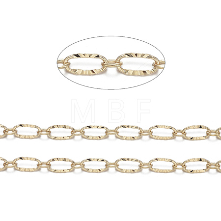 3.28 Feet Brass Textured Oval Link Chains X-CHC-S004-07G-1
