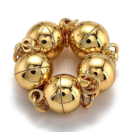 Rack Plating Brass Magnetic Clasps with Loops X-KK-F801-03B-G-1
