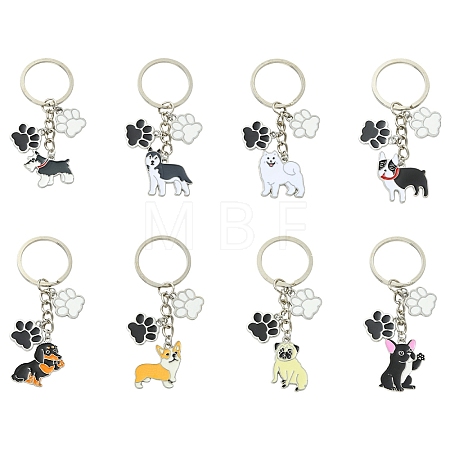 8Pcs Alloy Enamel Keychains KEYC-YW00277-1