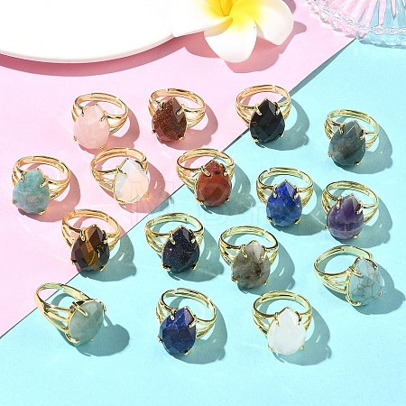 Brass Cuff Open Rings RJEW-D347-04G-1