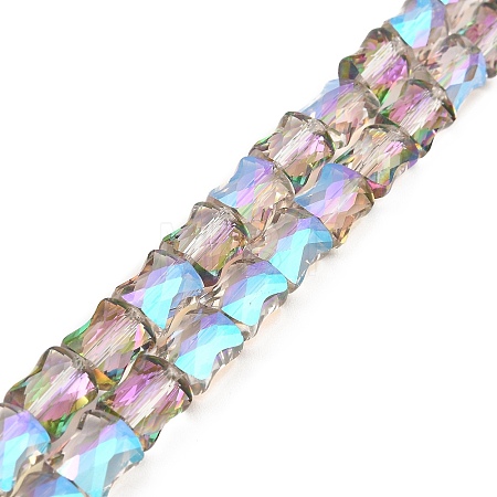 AB Color Plated Transparent Glass Beads Strands EGLA-P051-06A-A07-1