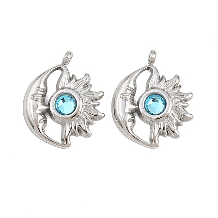304 Stainless Steel Rhinestone Pendants STAS-Z166-24P-12-1