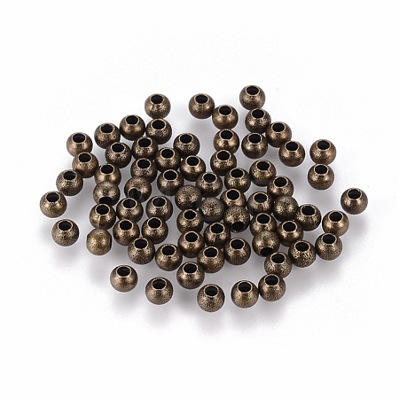 Antique Bronze Color Textured Round Beads X-EC247-NFAB-1