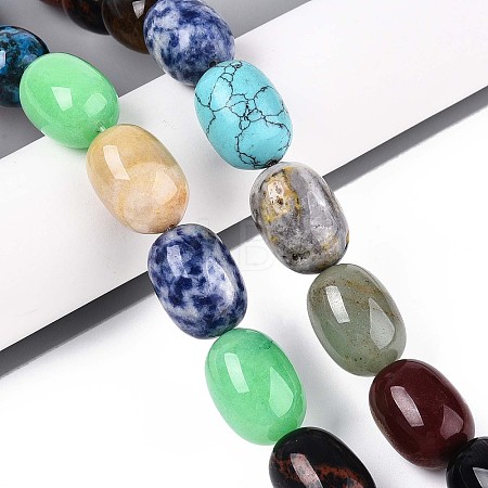 Natural & Synthetic Mixed Stone Beads Strands G-T142-70-1