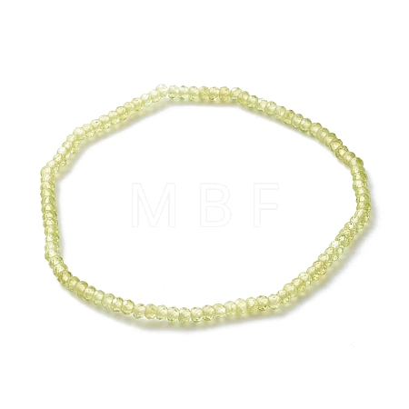 Faceted Rondelle Natural Peridot Beads Stretch Bracelets BJEW-JB06383-05-1