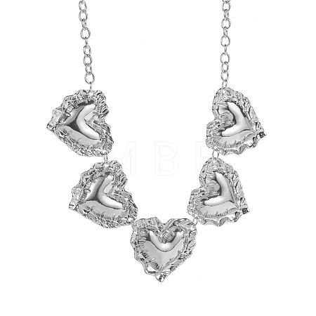 Alloy Textured Heart Bib Necklaces for Women WGBCDDA-02-1