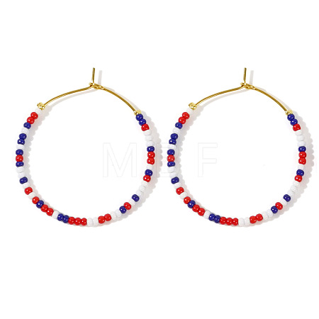 Bohemian Handmade Glass Seed Beads Hoop Earrings XQ3444-1-1
