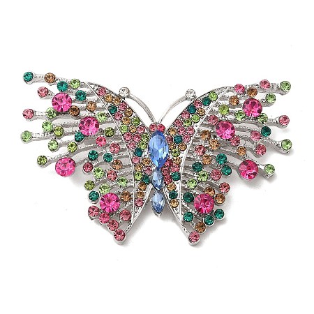 Butterfly Alloy Colorful Rhinestone Brooch JEWB-R025-05-1