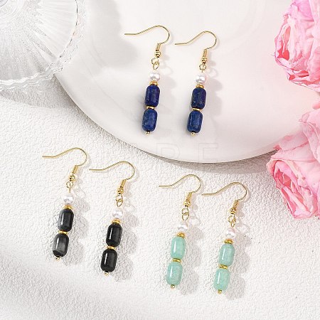 Gemstone Dangle Earrings for Women EJEW-JE07211-1