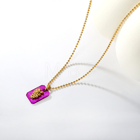 304 Stainless Steel Rectangle with Fruit Pendant Ball Chain Necklaces WGDAD40-01-1