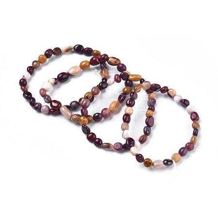 Natural Mookaite Bead Stretch Bracelets BJEW-K213-12-1
