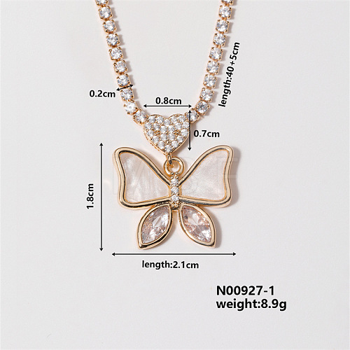 Chic Minimalist Butterfly Brass Micro Pave Cubic Zirconia Pendant Necklaces HP1417-1-1