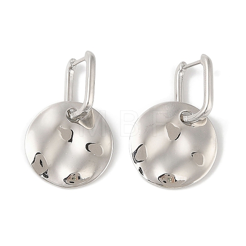 Flat Round Brass Hoop Earrings for Women EJEW-Q389-08P-1