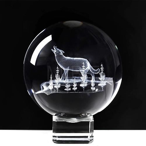 Inner Carving Glass Crystal Ball Diaplay Decoration PW-WGE79FB-01-1