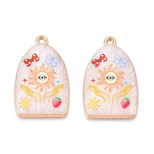 Printed Rack Plating Alloy Enamel Pendants ENAM-T020-03D-1