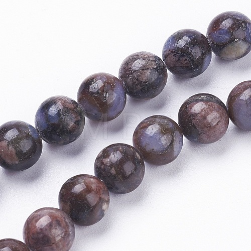 Natural Glaucophane Beads Strands G-F520-39-8mm-1