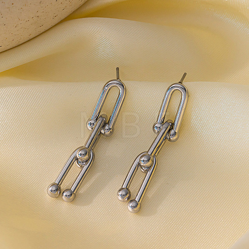 Titanium Steel U-Shaped Stud Dangle Earrings WG3771C-06-1