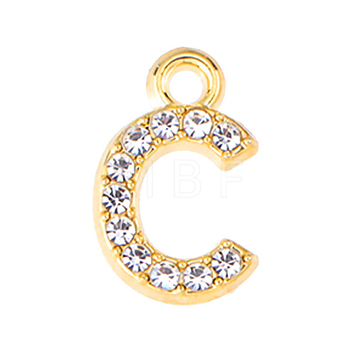 Golden Tone Alloy Rhinestone Pendants PW-WGCC773-03-1