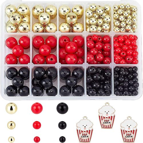 SUPERFINDINGS 504Pcs 10Style Round Opaque Acrylic Beads SACR-FH0001-04-1