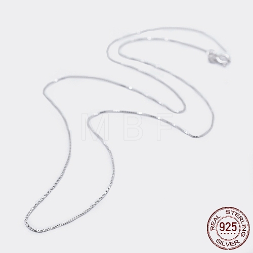 Rhodium Plated 925 Sterling Silver Box Chain Necklaces STER-F039-45cm-05P-1