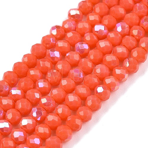 Electroplate Opaque Solid Color Glass Beads Strands EGLA-A044-P2mm-L21-1