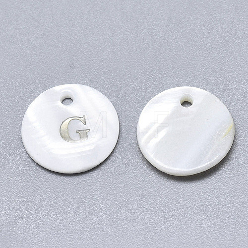 Natural White Shell Mother of Pearl Shell Charms SSHEL-N036-053G-1