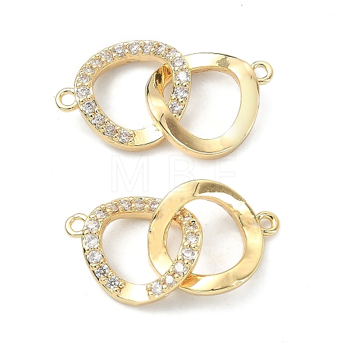 Rack Plating Brass Micro Pave Clear Cubic Zirconia Connector Charms KK-B072-25G-1