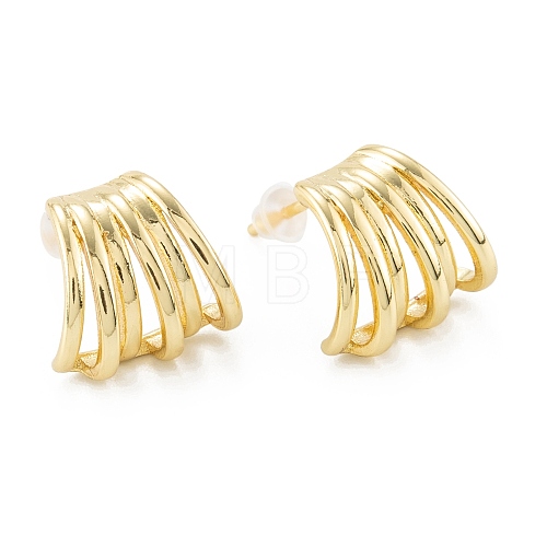 Brass Stud Earrings ZIRC-P088-04G-1