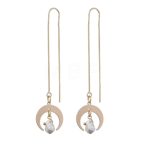 Natural Howlite Teardrop Dangle Stud Earrings EJEW-JE05712-05-1