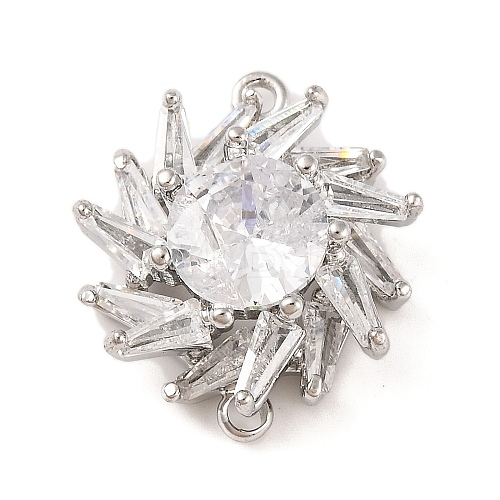 Brass Pave Clear Cubic Zirconia Connector Charms KK-S389-40P-1