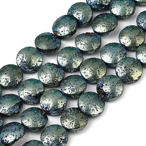 Electroplated Natural Lava Rock Beads Strands G-K388-01H-1