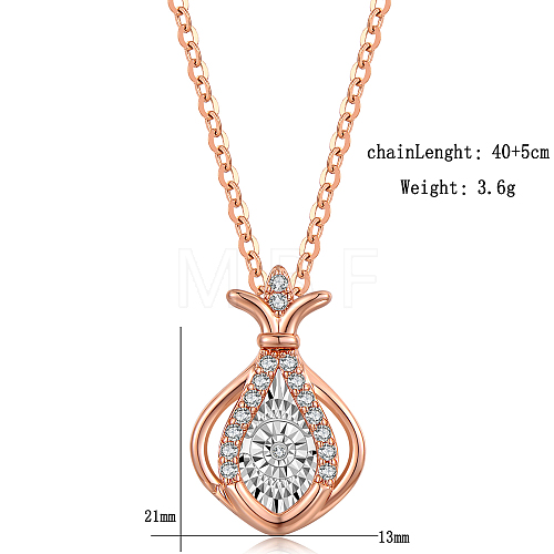 Elegant Water Drop Crown Pendant Necklace with Zircon and Moissanite DU3088-1