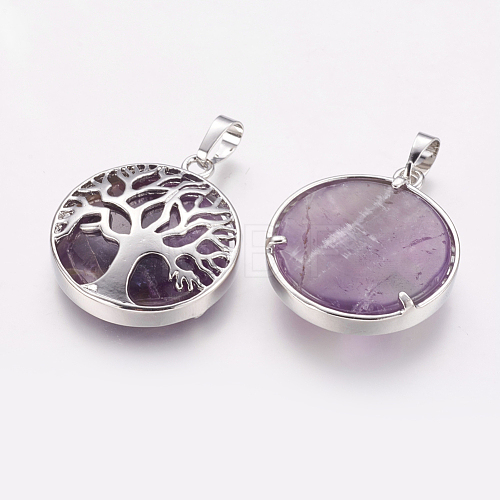 Natural Amethyst Pendants X-G-E388-09P-1