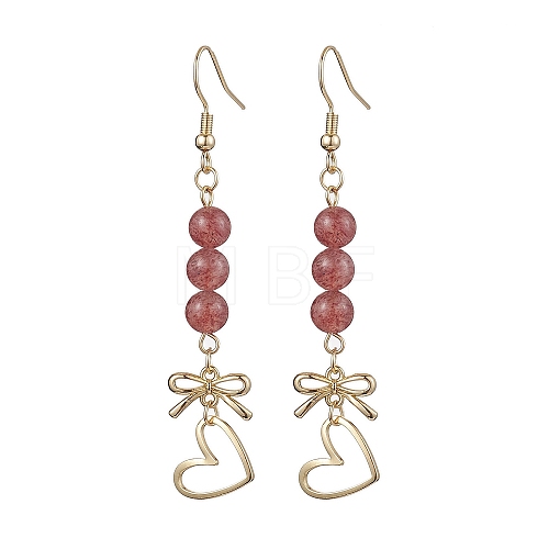 Natural Strawberry Quartz Dangle Earring EJEW-JE05911-1