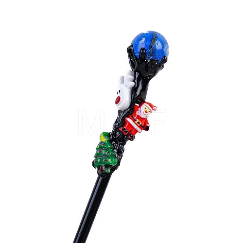 Christmas Theme Natural Lapis Lazuli Ball Magic Wand PW-WGFF114-04-1