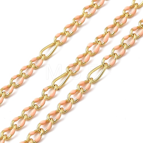 Handmade Brass Enamel Oval Link Chains CHC-L053-08G-10-1