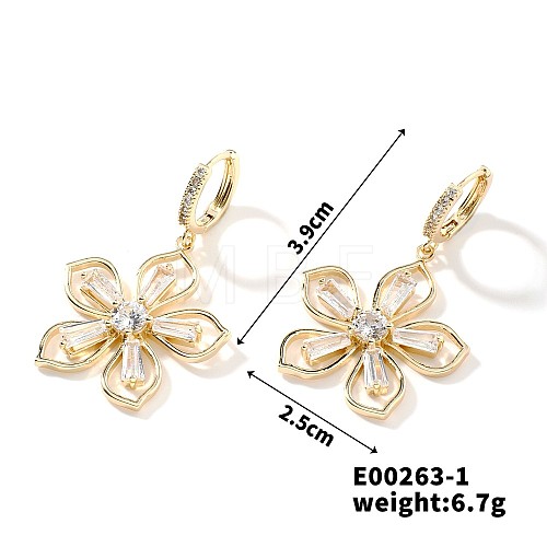 Copper & Zircon Flower Earrings Sweet Fashion Simple Hoop Earrings YS5671-1