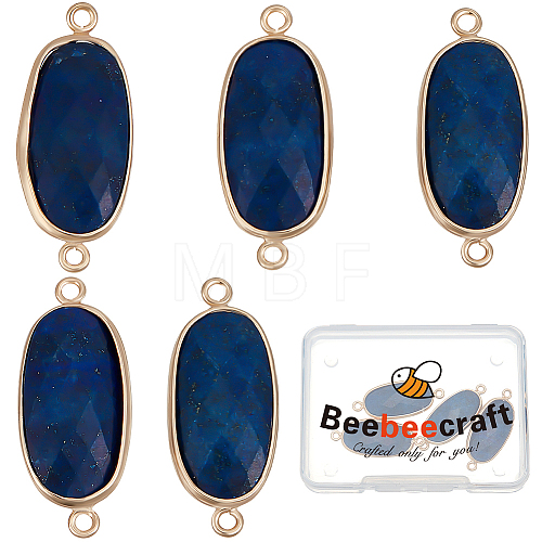 Beebeecraft 5Pcs Natural Lapis Lazuli Connector Charms G-BBC0001-35B-1