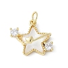 Brass Micro Pave Cubic Zirconia and Glass Pendants KK-F892-47G-2