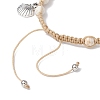 Feather & Turtle & Shell Shape Alloy Charm Bracelet BJEW-TA00389-01-4