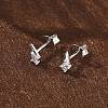 925 Sterling Silver Clear Cubic Zirconia Stud Earrings EJEW-Q032-01F-P-2