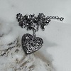 201 Stainless Steel Flower Embossed Heart Locket Pendant Necklaces FS-WG7690C-03-1