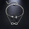 Alloy Infinity Heart Initial Charm Double Layer Anklets for Women FS-WG74AE6-08-1