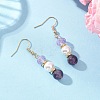 Round Natural Amethyst Dangle Earrings EJEW-JE06778-03-1
