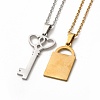 Heart Skeleton Key & Padlock Couple Pendant Necklaces & Stud Earrings SJEW-E045-02GP-3
