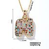 Brass Pave Colorful Cubic Zirconia Letter Pendant Box Chain Necklaces NU0575-14-1